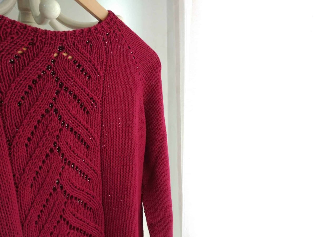 Suéter ranglan top down patrón e instrucciones