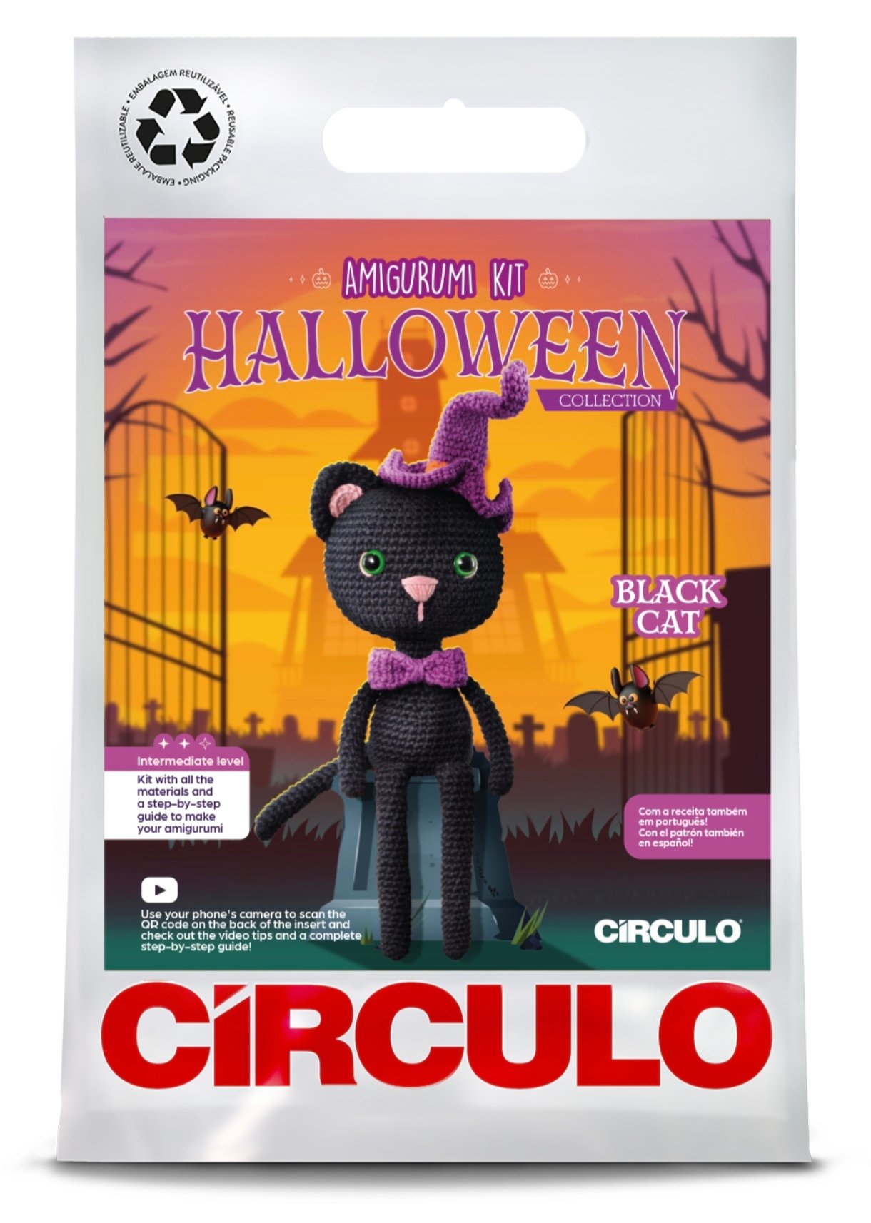 Kit amigurumi de Círculo: Black Cat de Halloween